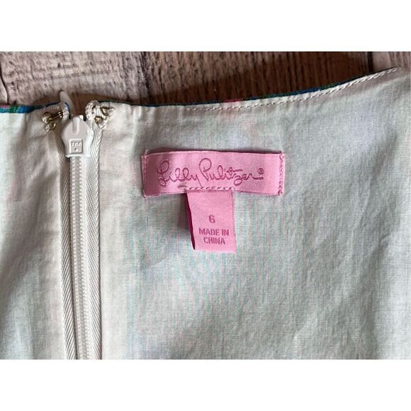 Lilly Pulitzer MacFarlane Gold Lace Multi Lilly Lounge sz 6 Shift Dress $198 - Picture 12 of 16